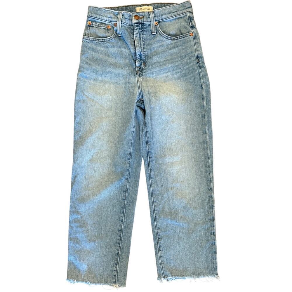 Madewell Classic Straight Jeans Women 26 Light Wash Cropped Raw Hem Streetwear